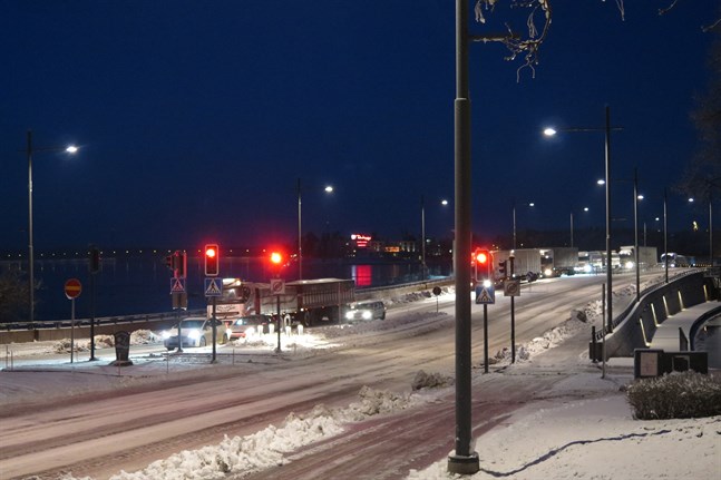 Trafikljusen vid Vasklotbron.