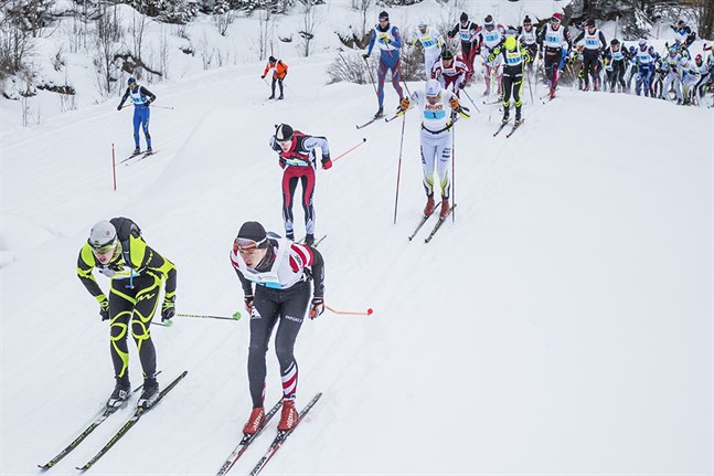 Så här såg det ut när starten gick 2016. Det blir inte lika trångt i spåret i årets upplaga av Botniavasan.