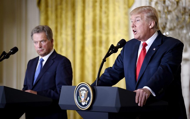 Sauli Niinistö och Donald Trump höll en gemensam presskonferens.