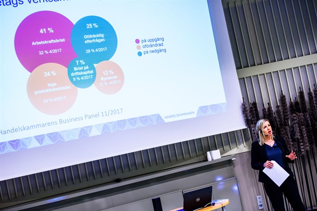 Paula Erkkilä har presenterat många bilder som beskriver arbetskraftsbristen. Nu pratar företagen om permitteringar och uppsägningar.