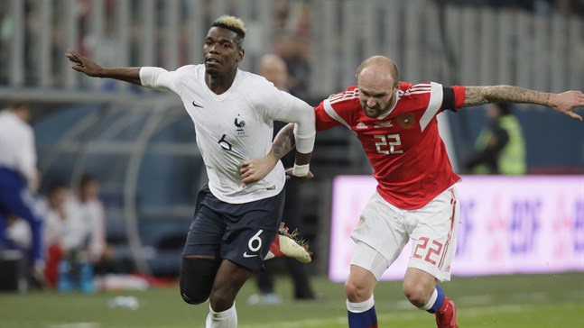 Paul Pogba under vänskapsmatchen mot Ryssland.