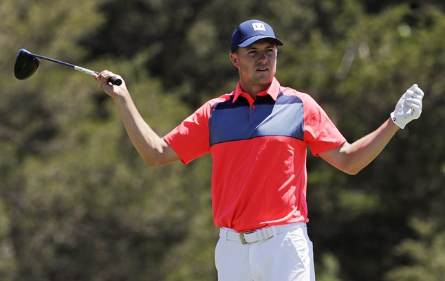 "Vad är det som händer", ser Jordan Spieth ut att fråga sig under första rundan i US Open, där han gick på 78 slag – åtta över par.