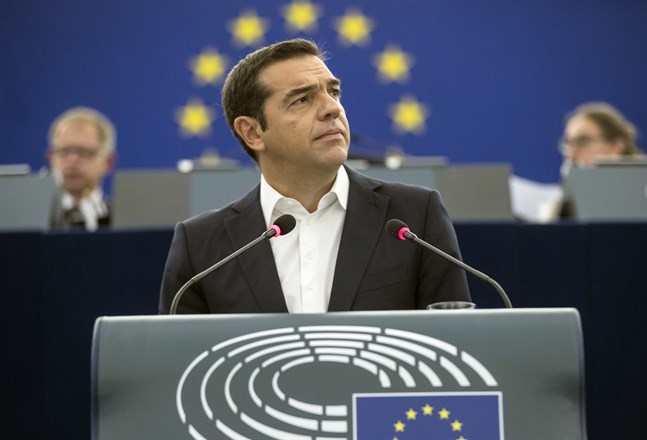 Greklands premiärminister Alexis Tsipras i EU-parlamentet i Strasbourg.