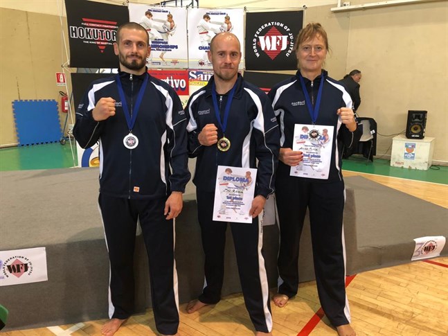 Ju-jutsu-utövarna Mika Granholm, Timo Rajala och Annika Jutila nådde stora framgångar i EM.
