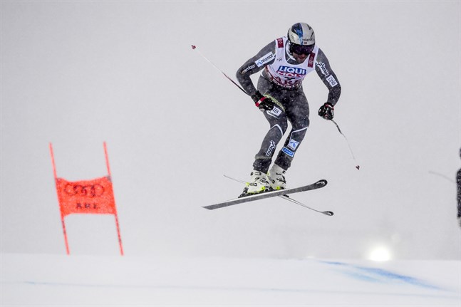 Aksel Lund Svindal i VM-störtloppet i Åre, hans allra sista tävling.