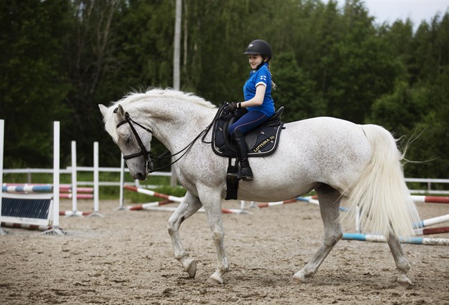 Sanna Koskiluhta, här med 16-åriga lettiska halvblodet Liptona III.