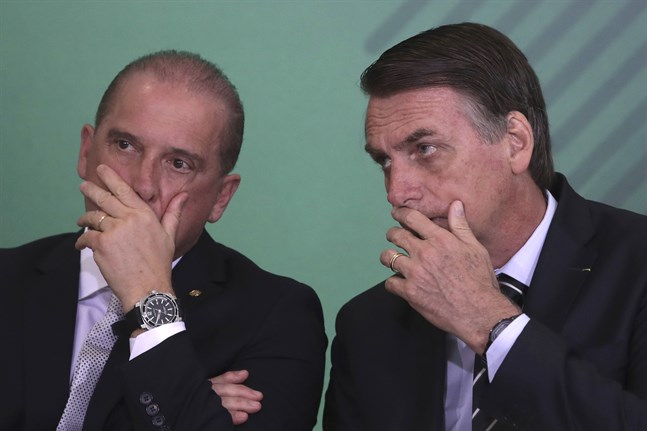 Onyx Lorenzoni och Jair Bolsonaro. Arkivbild.
