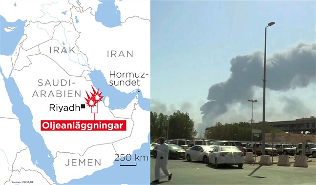 Två oljeanläggningar i Saudiarabien attackerades i lördags.