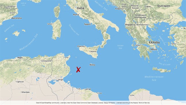 Båten sjönk i närheten av den italienska ön Lampedusa.