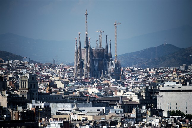 La Sagrada Familia i Barcelona. Arkivbild.