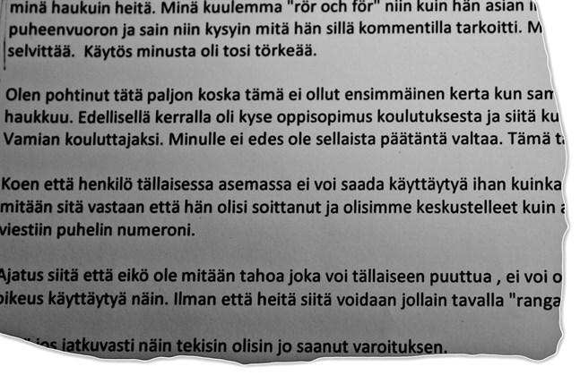 Anmälan om osakligt beteende mot toppolitikern behandlas av stadsstyrelsen i Kristinestad 4 november.