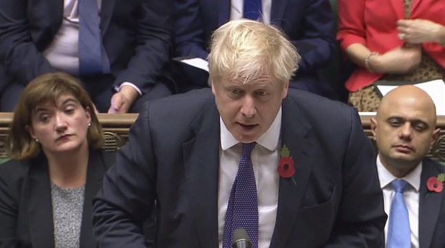 Boris Johnson under måndagens underhusdebatt.