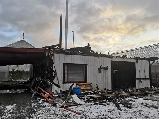 Pannrummet förstördes helt i branden men växthusen klarade sig.