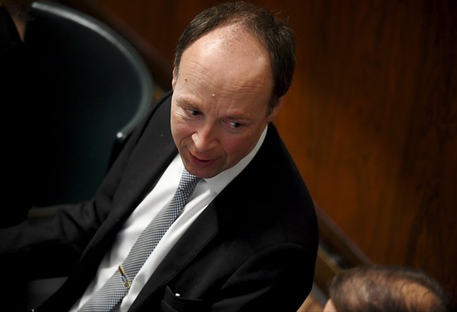 Sannfinländarnas ordförande Jussi Halla-aho leder Finlands största parti. Enligt Yles senaste valenkät får Sannfinländarna ett väljarstöd på 23 procent.