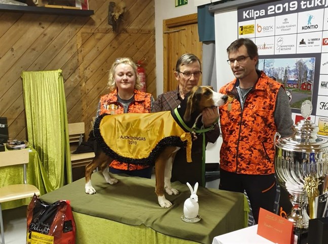 Krister Sundholms (mitt i bild) Lillsand Berta ligger bäst till av de svenskösterbottniska stövarna efter den första dagen av Kilpa.