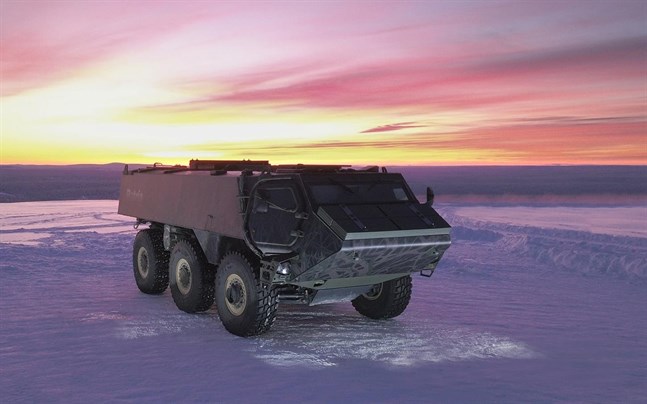 Det nya bepansrade fordonet Patria 6x6 testas i bland annat Lappland.