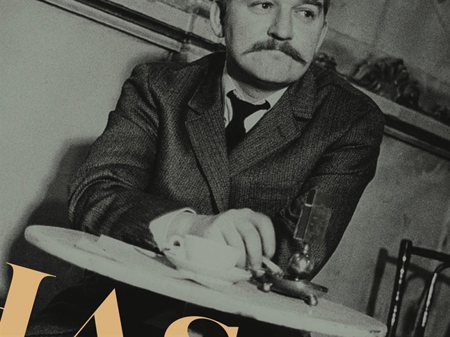 Utsnitt av omslaget till Kalle Linds biografi över Hasse Alfredsson, "Hasse Alfredsson. En sån där farbror som ritar och berättar."