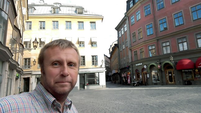 Harri Blomberg vid Järntorget i Gamla stan, Stockholm.