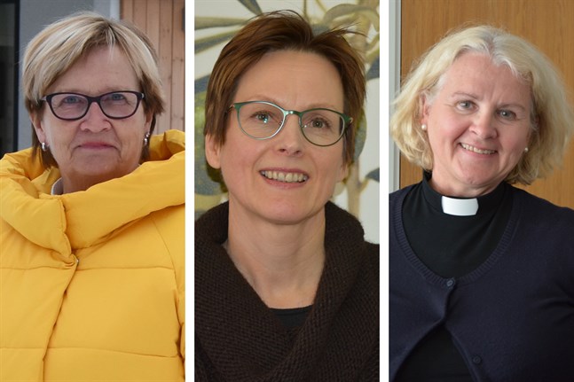 Ulla-Maj Wideroos, Anita Viik-Ingvesgård och Ann-Mari Audas-Willman kandiderar alla i valet till kyrkomötet, det högsta beslutande organet inom kyrkan.
