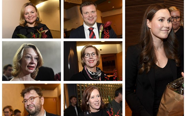 Här är SDP:s förslag till ministrar: Krista Kiuru, Ville Skinnari, Tytti Tuppurainen, Tuula Haatainen, Timo Harakka, Sirpa Paatero och statsminister Sanna Marin.