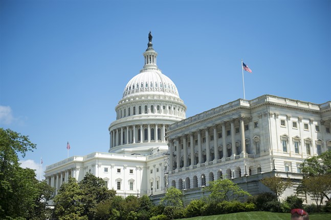 Den amerikanska kongressens säte, Capitolium i Washington DC. Arkivbild.