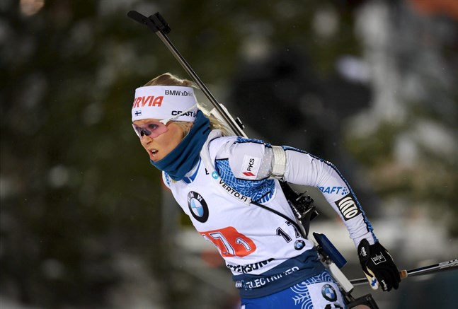 Mari Eder tog hand om första sträckan i fredagens stafett.