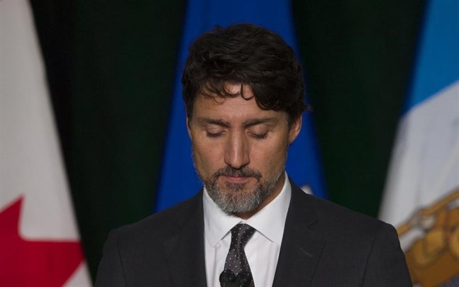 Kanadas premiärminister Justin Trudeau vid en annan presskonferens i samma ärende, den 12 januari.