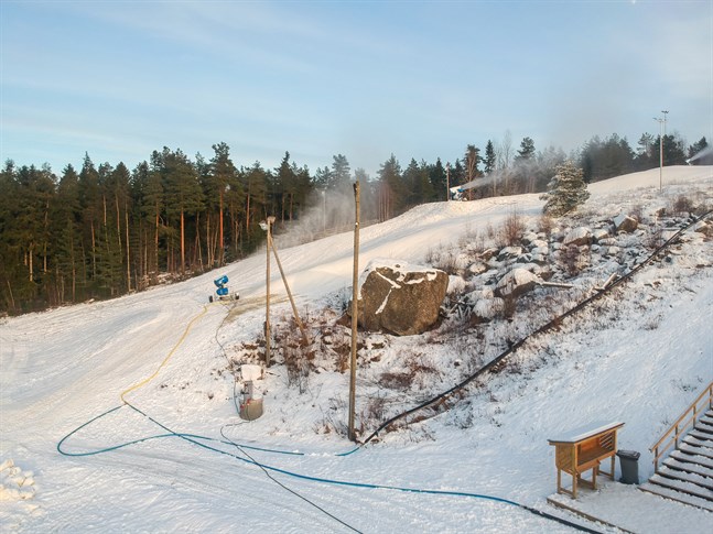 Så här såg det ut vid Öjbergets skidcenter i början av februari.