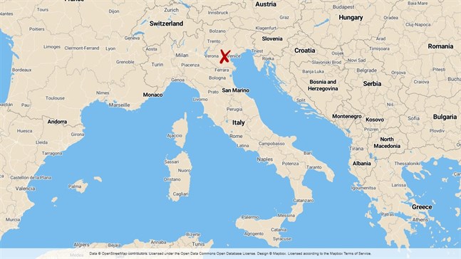 Dödsfallet inträffade i regionen Veneto i nordöstra Italien.