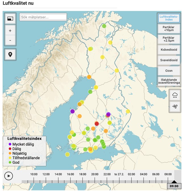 På torsdagsmorgonen var luftkvaliteten sämst i Vasa och Siilinjärvi, enligt Meteorologiska institutet.