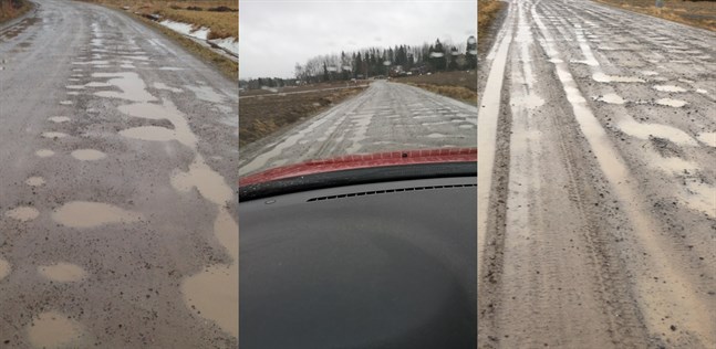 Kalvholmsvägen. Ja, här har ni Finlands längsta tvättbräde, mera behöver jag inte säga! skriver Alf Burman. På bilden har Stig Moss bild fotat Långnästået i Sundom, Ulrica Lithen har fotograferat Kalvholmsvägen (i mitten). Till höger Karkmovägen, fotograferad av Raija Svarvar.