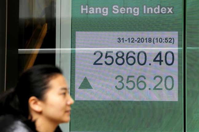 Hang Seng i Hongkong ökade undermorgontimmarna. Bild från december i fjol.