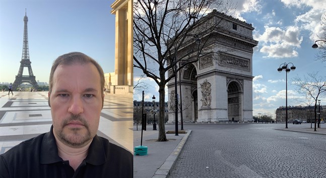 Tomas Karls beskriver stämningen i Paris som absurd och overklig.