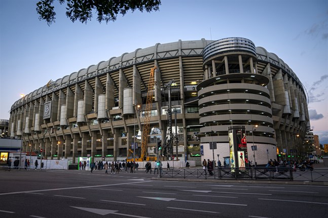 Santiago Bernabéu blir lagerplats för sjukvårdsmaterial i kampen mot Coronaviruset. Arkivbild.