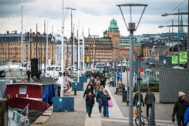 Bilden är tagen den 28 mars på Strandvägen i Stockholm.