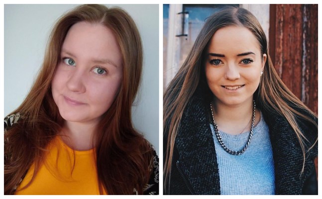 Annika Pörn och Chasmine Granfors jobbar tillfälligt inom äldreomsorgen i väntan på att barnen ska återvända till daghemmen.