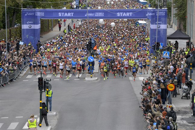 Starten i Stockholm Marathon i fjol.