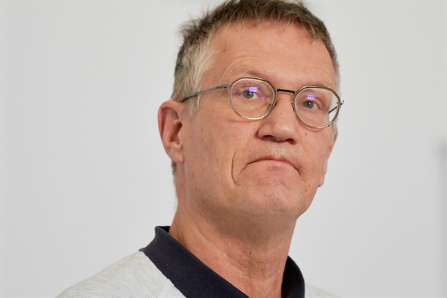 Statsepidemiolog Anders Tegnell under Folkhälsomyndighetens pressträff på torsdagen.