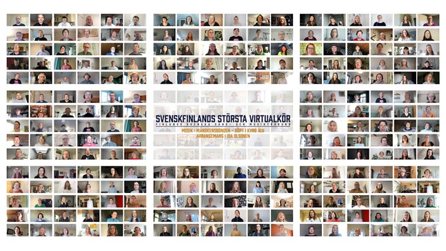 Några av de drygt 310 sångarna som ingår i Svenskfinlands största virtualkör.