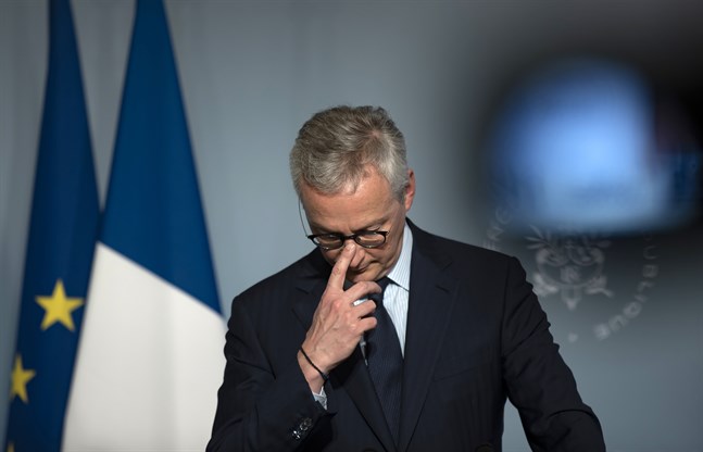 Coronakrisen har gett Frankrikes finansminister Bruno Le Maire en BNP-minskning med 5,3 procent under första kvartalet i år. Arkivbild.