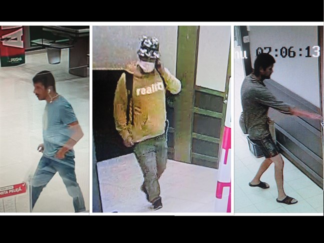 Polisens bilder på tre misstänkta guldsmedstjuvarna i Seinäjoki.