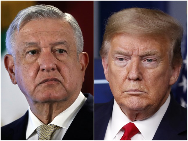 Mexikos president Andrés Manuel López Obrador och USA:s president Donald Trump möts för första gången. Montage.