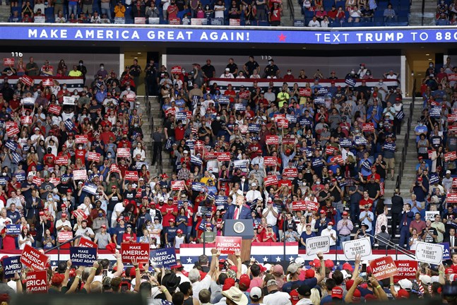 USA:s president Donald Trump höll ett massmöte i Tulsa, Oklahoma, den 20 juni.