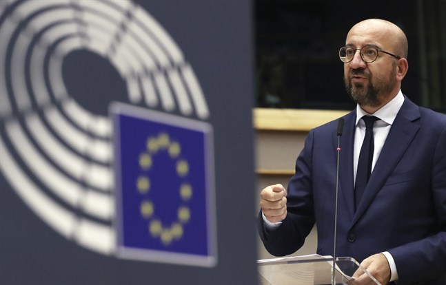 EU:s permanente rådsordförande Charles Michel väntas snart lägga fram ett kompromissförslag om coronastöd och nästa långtidsbudget. Arkivbild.