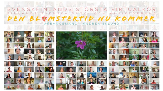 Svenskfinlands största virtualkör sjunger "Den blomstertid nu kommer".