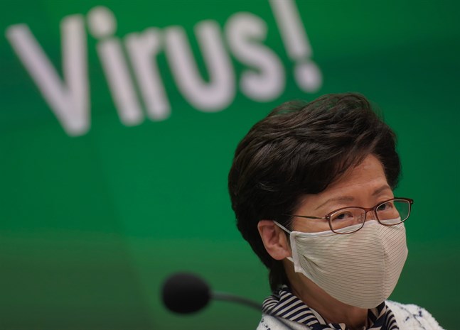 Hongkongs chefsminister Carrie Lam under en presskonferens förra veckan. Arkivbild.
