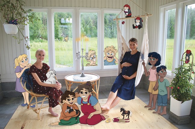 Så här kommer bildspråket att se ut i illustratören Lina Forsbloms och textförfattaren Lilian Ruotsalas barnböcker.