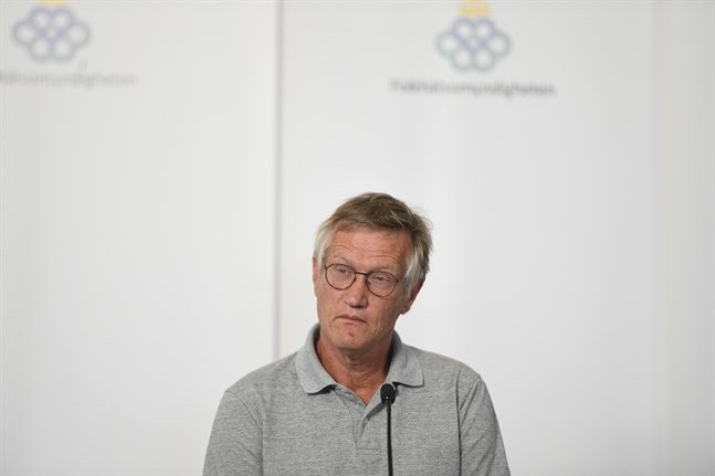 Anders Tegnell, statsepidemiolog på Folkhälsomyndigheten under tisdagens myndighetsgemensamma pressträff om coronapandemin.
