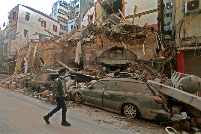 Förödelsen är stor efter explosionen i Beirut.