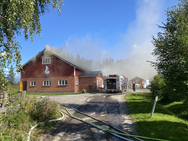 Branden orsakade kraftigt med rök inuti stallet.